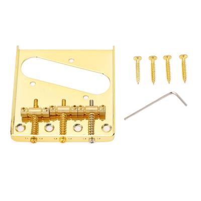 Electric Guitar Bridge Vintage Style 3 Steel Saddle Pass Through for Telecaster 54mm Gold