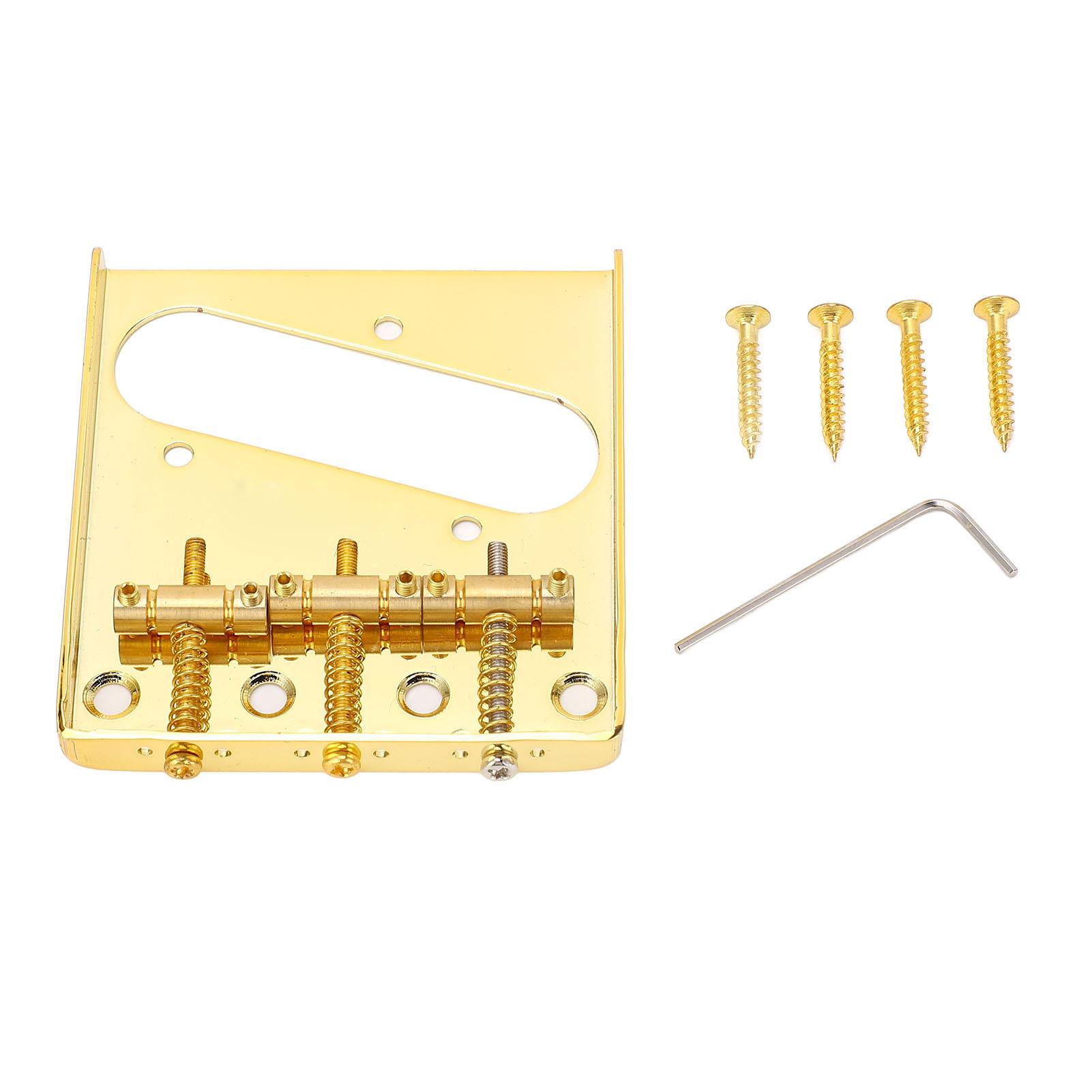 

Electric Guitar Bridge Vintage Style 3 Steel Saddle Pass Through for Telecaster 54mm Gold