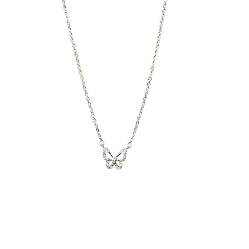 Zhongying Jewelry Butterfly Necklace: Full Diamond Women's Clavicle Chain - Fresh Design, Chic Cold Style Choker.