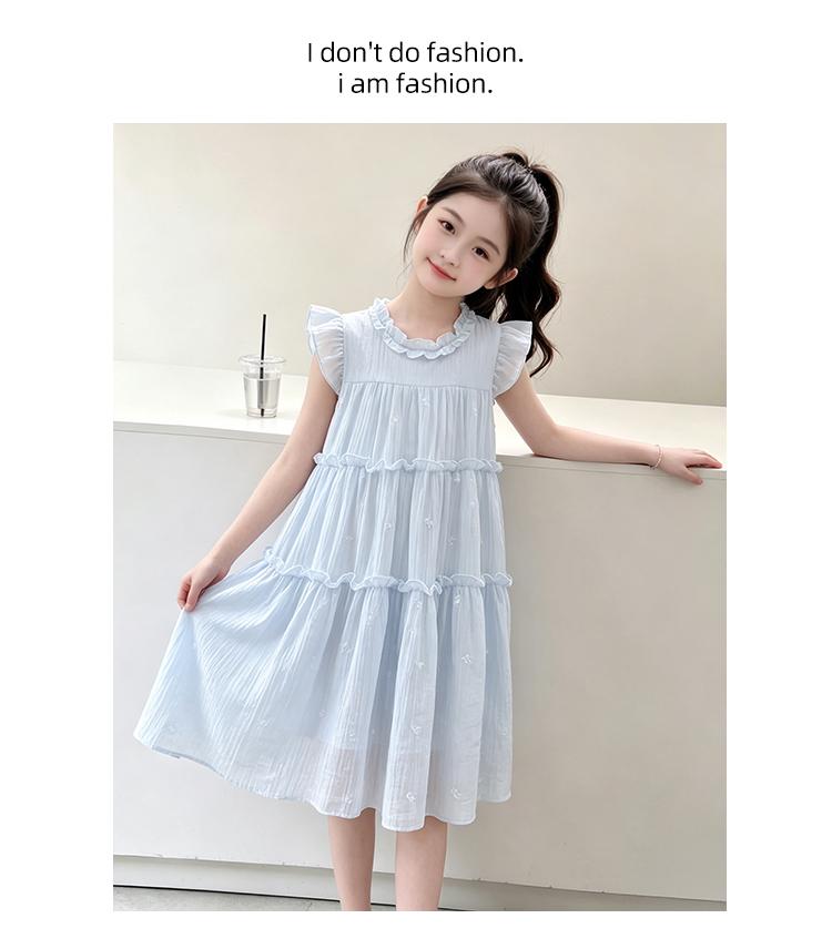 Girls' Korean Tencel Flying Sleeve Dress