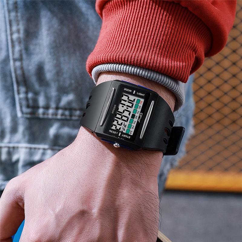  New For Men Sports Electronic Watch Waterproof Night Glow Large Screen Square Outdoor Running Camping Student Watch