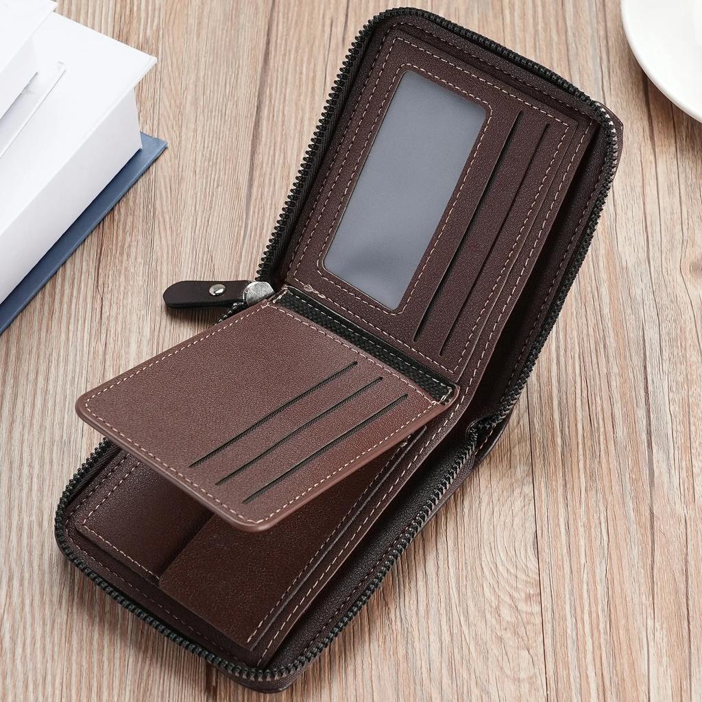 Leder Geldbörse Herren Luxus Herren Portemonnaie Männlich Reißverschluss Kartenhalter mit Münzfach Rfid Geldbörsen Geschenke für Männer Geldbörse