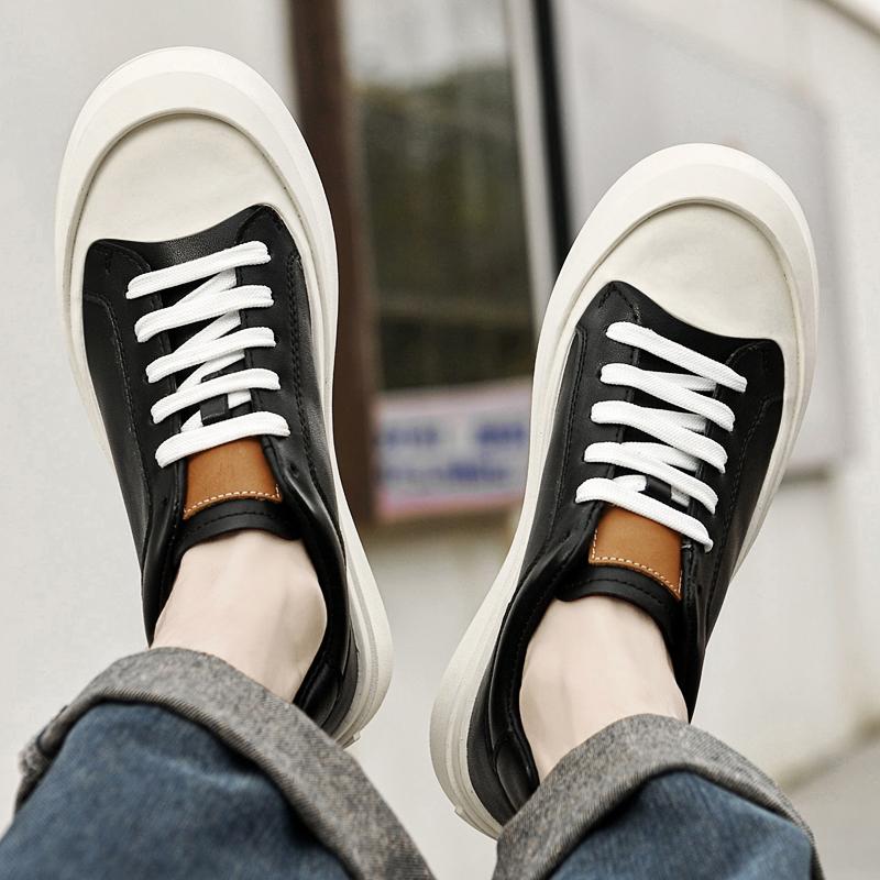 Fashion Genuine Leather Board Shoes Thick Soled Classic Casual Style Fashion Party Trendy Youth Versatile Shoes Casual Luxurious