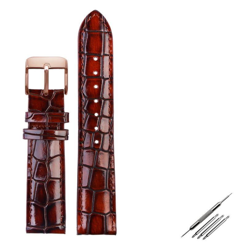 Crocodile Texture Calfskin Leather Watch Strap18mm 20mm 22mm Watchband For Men's Watch Accessories Solid Buckle Blue Green Brown