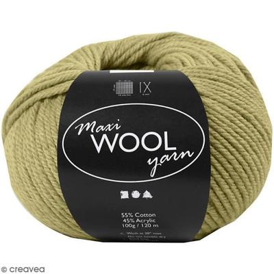 Ball of Wool - Creotime - Maxi Wool Yarn - 100 G - Light Green - 55% Wool, 45% Polyacrylic