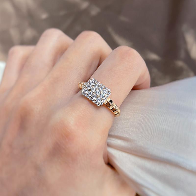 Neue Roségold Ohrringe Ring Sets für Frauen Klassische Natürliche Zirkon Ohrringe Ring Mode Braut Hochzeit Schmuckset