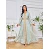 Women's Evening Gown: Stylish Long Dress Featuring Textured Floral Patterns and Gold Foil Accents