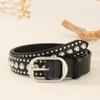 Ladies' Fashionable and Versatile Casual Jeans with Rivet Waistband Narrow Alloy Needle Buckle Retro and Trendy Belt