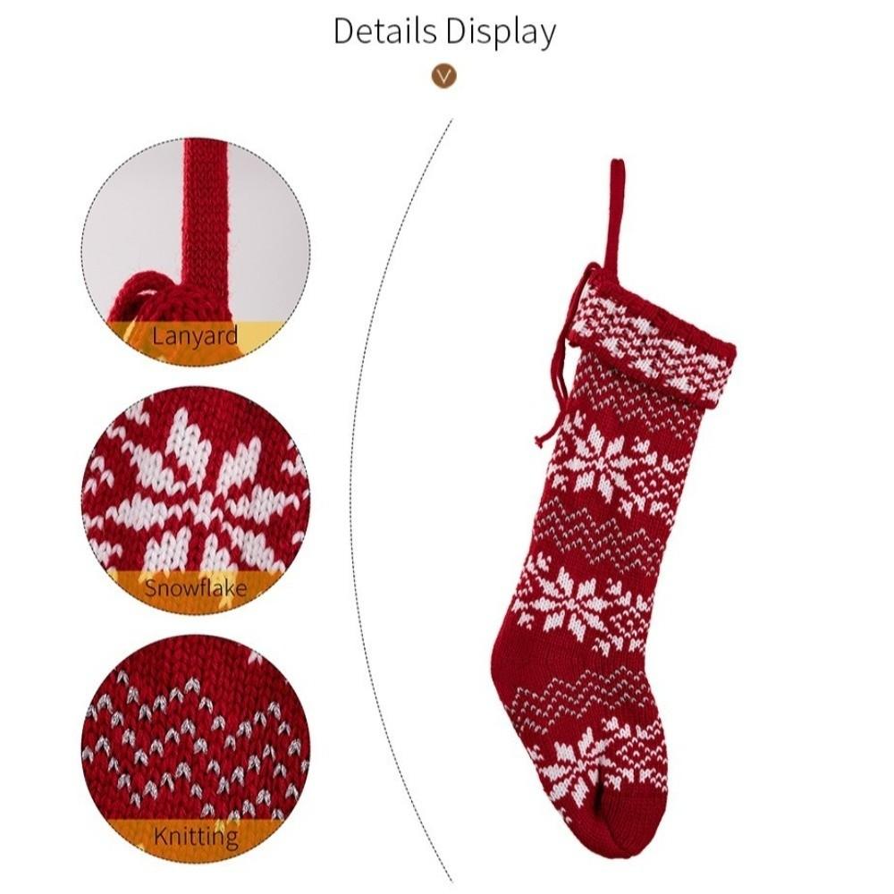 New 48CM Snowflake Knitted Christmas Socks Large Size Christmas Stockings Hanging Gift Bag Home Decoration