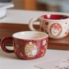 Retro cute lucky meow cup ceramic kitten coffee cup breakfast cup flower tea cup