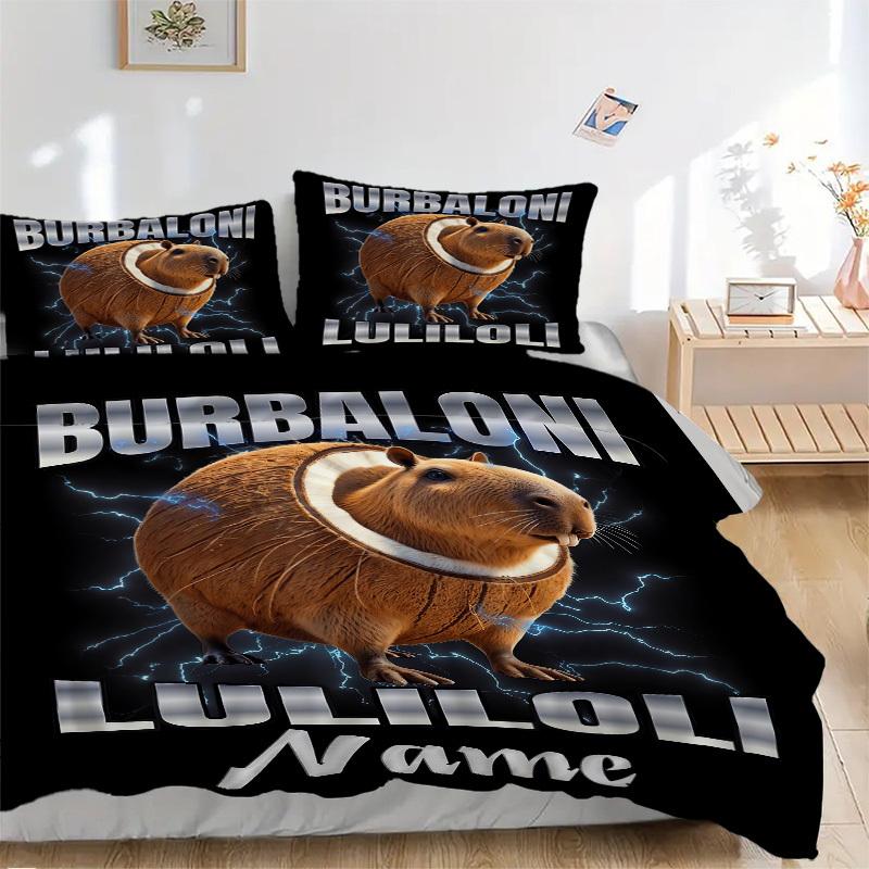 

Burbaloni Luliloli Capybara Bedding Set 3 Piece Comforter Cover Gift for Bedroom,Includes No Insertsjt058 135x200cm