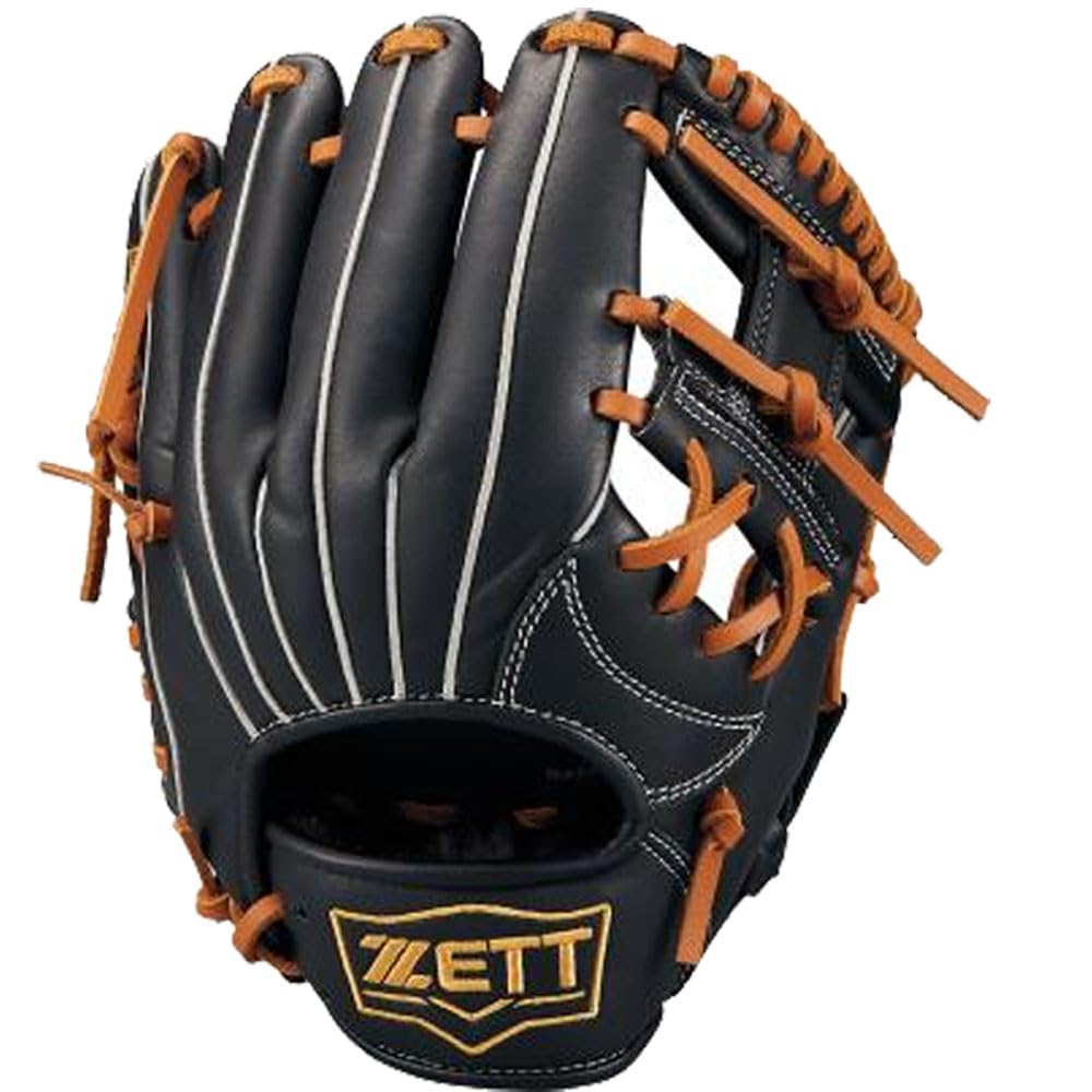 ZETT AcroCatch Baseball Glove for B BJGB77410F All-Around Youths, Black/Oak (1936), Size SS,
