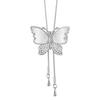Adjustable Rhinestone Butterfly Necklace with Shell Pendant and Sweater Chain