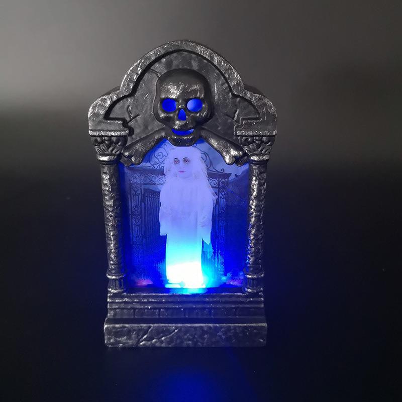 Halloween Tombstone Skull & Cross Lamp: Pumpkin, Skull & Handheld Candle Decor Prop