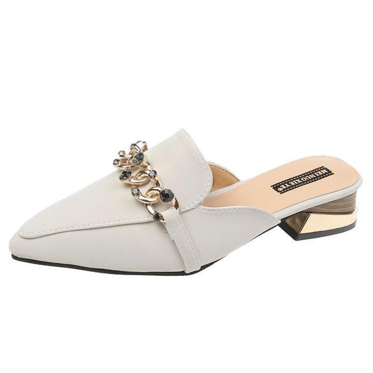 Slippers women's 2024 new women's shoes summer Korean version pointed head bag head half slippers women's foot cool slippers women's