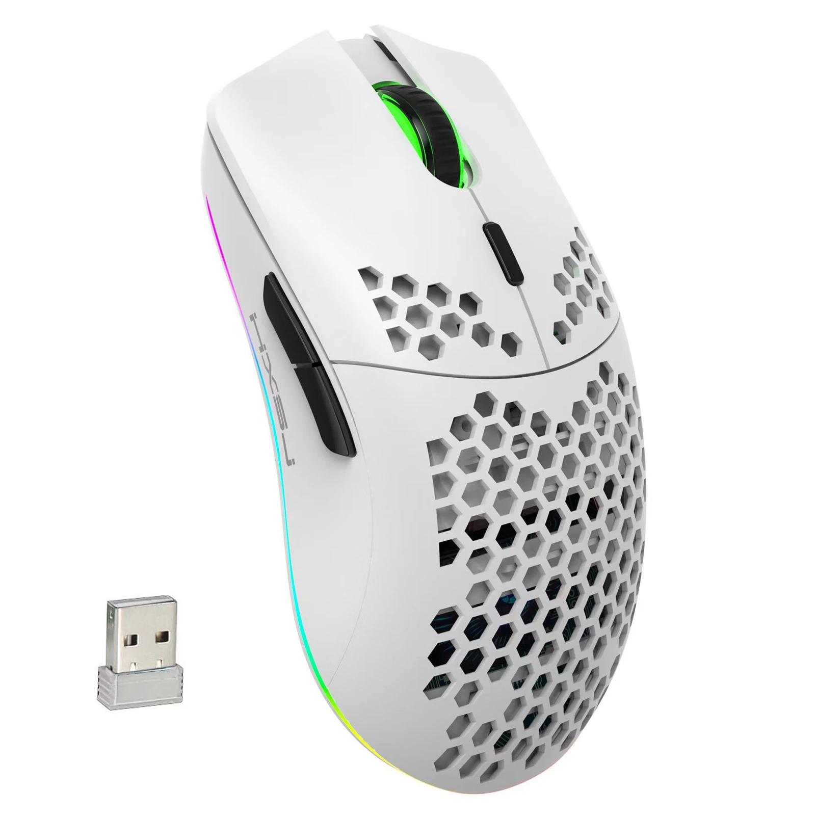 

RGB Lighting Charging Mouse with Adjustable DPI Ergonomic Design HXSJ T66 RGB 2.4G Wireless Gaming Mouse for Desktop Laptop білий
