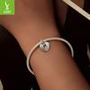 Simple Love Can Be Engraved Diy Pendant, Fashionable And Versatile S925 Sterling Silver Bracelet Necklace Beaded.
