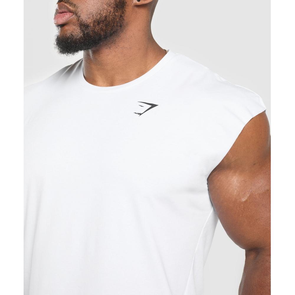 Gymshark Camiseta sin mangas Critical Cut Off Blanco A1a2s Wb57