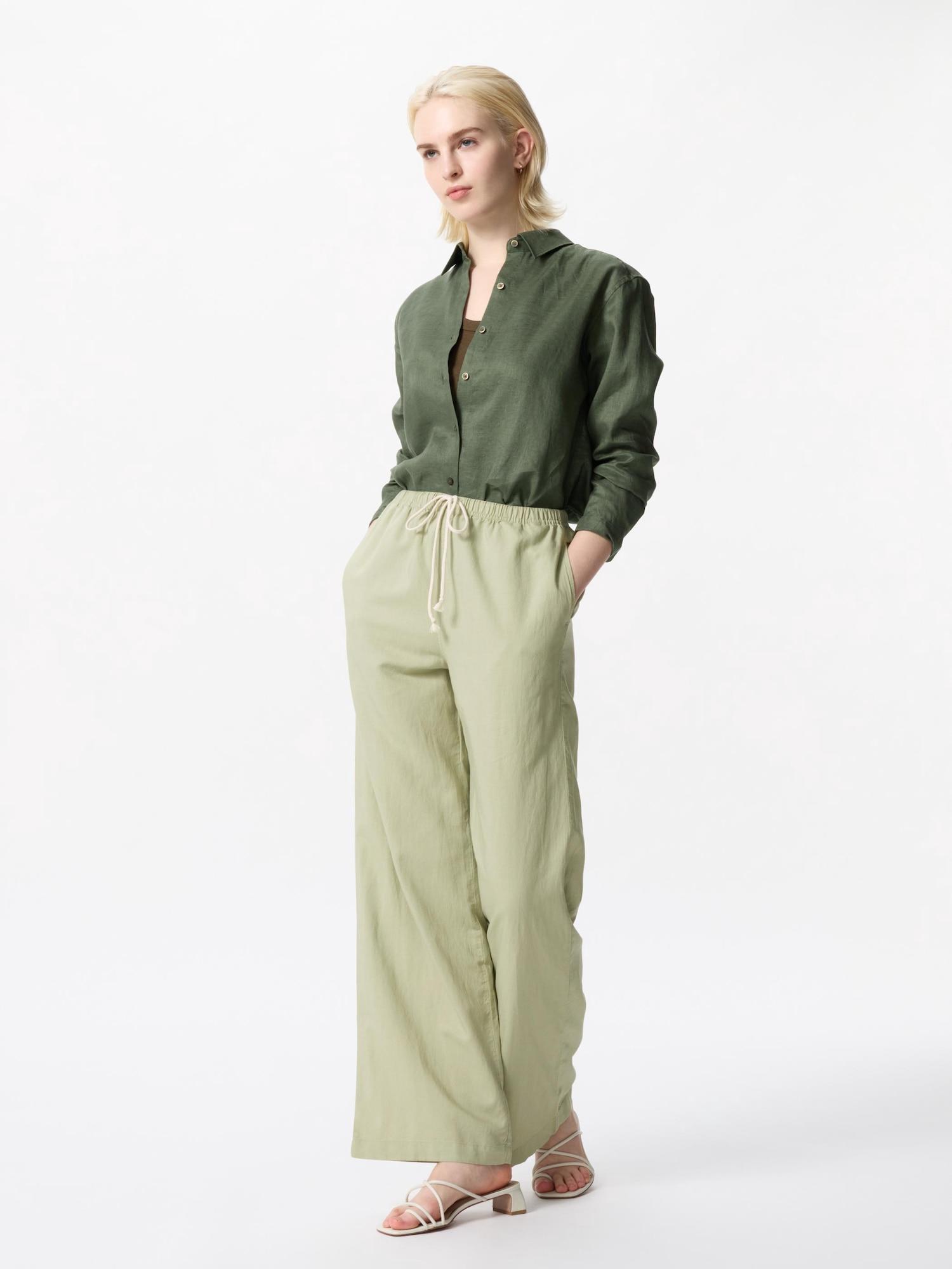 

Uniqlo Брюки из смесового льна, удлиненная модель 52 GREEN/3XL