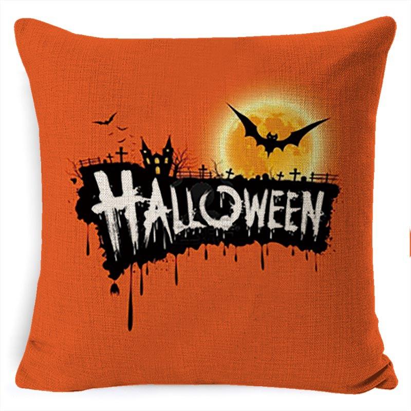 Halloween Pillow Pumpkin Little Witch Horror Cushion Linen Cushion Cover Holiday Party Pillow Cover Bed Backrest