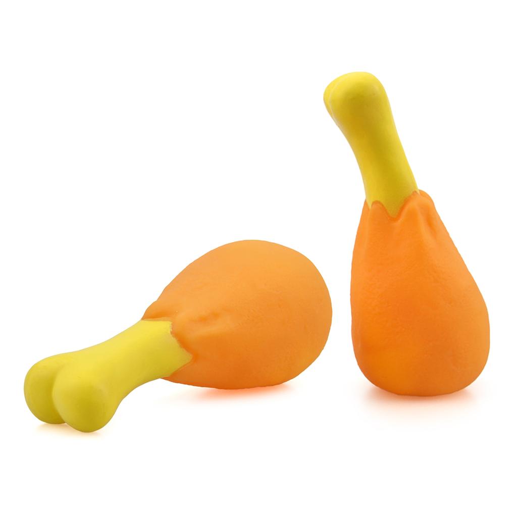 Dog Molar Stick Chicken Leg Shape for Aggressive Chewers Squeaky Drumstick Interactive Training Toy for Medium/Large