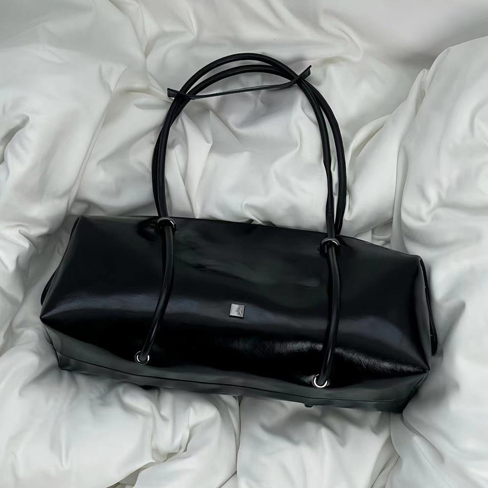 Women Stylish Armpit Bag Large Capacity Pu Boston Pillow Bag Vintage Underarm Bag Solid Color Zipper Closure For Vacation Party