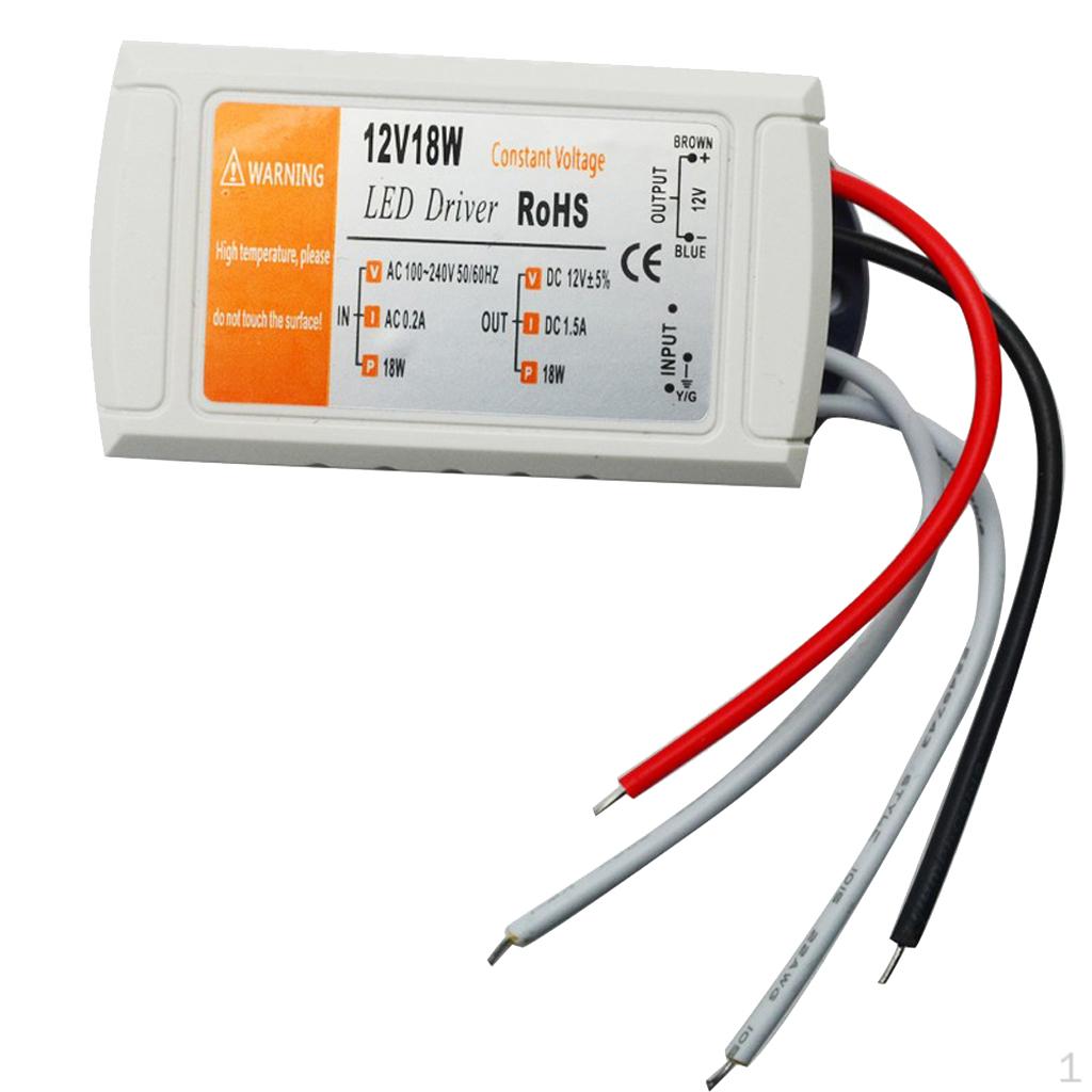 DC12V, 18W LED Lighting Driver Power Adapter for Strips, Ceiling Lights, Spotlights, Mirror