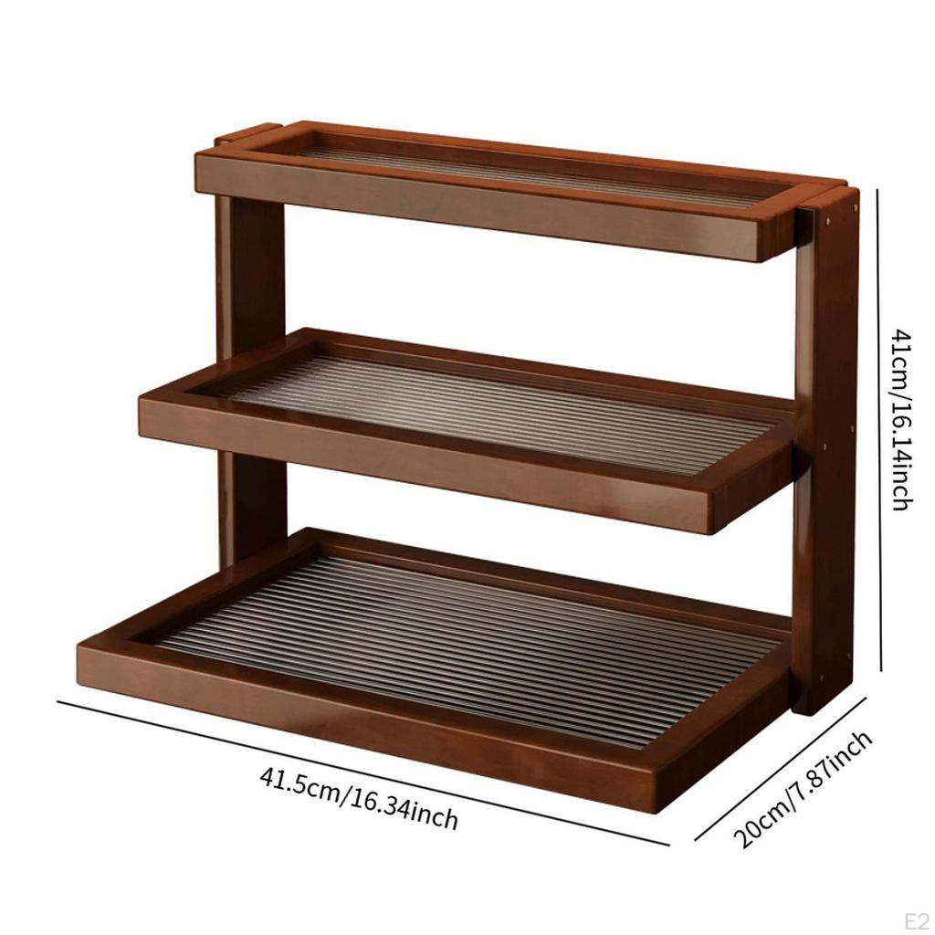 Desktop Shelf Organizer Freestanding Display Corner Bookshelf Multipurpose Retro 3 Tier