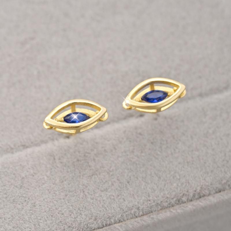 

925 Sterling Silver Exquisite Blue Eyes Zirconia Earrings For Women Fine Jewelry золотой