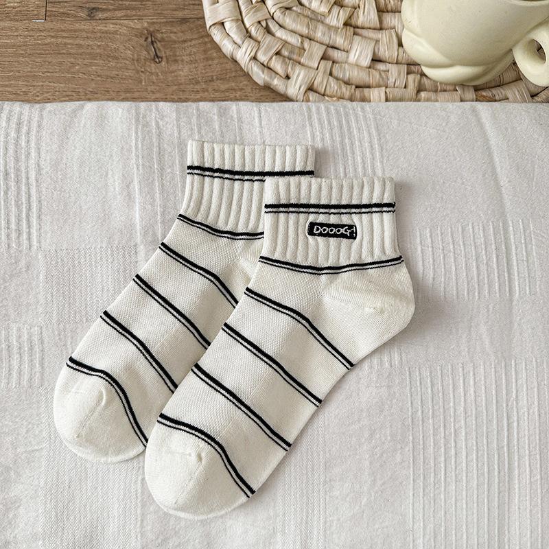 

Женские весенне-летние тонкие полосатые хлопковые носки, носки с собаками, короткие носки, модные короткие носки-лодочки с низкой посадкой, универсальные короткие носки 1 pair