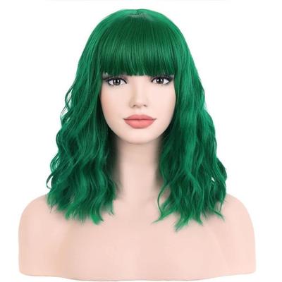 Premium Synthetic Wavy Wigs for Women Long Curly Wig with Bang Medium Water Wave Wig Hair Auburn Wig Cosplay Drag Queen