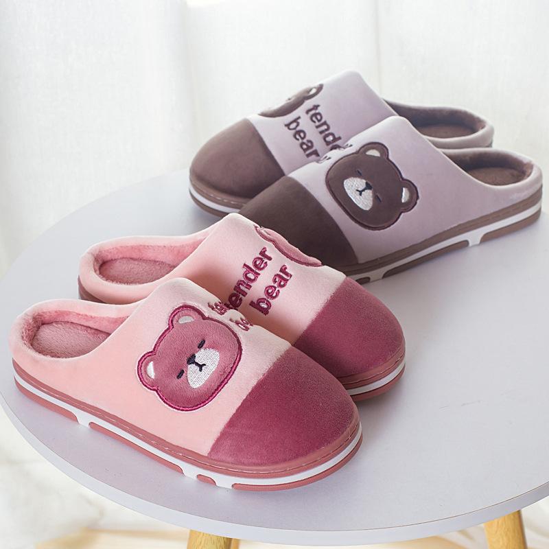 Cotton Slippers Autumn and Winter Thick-bottomed Large-size Home Indoor Warm Soft-bottomed Plush Slippers