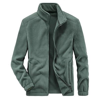 Autumn and Winter New Men's Casual Large-size Fleece Jacket Men's Solid Color Stand-up Collar Casual Jacket