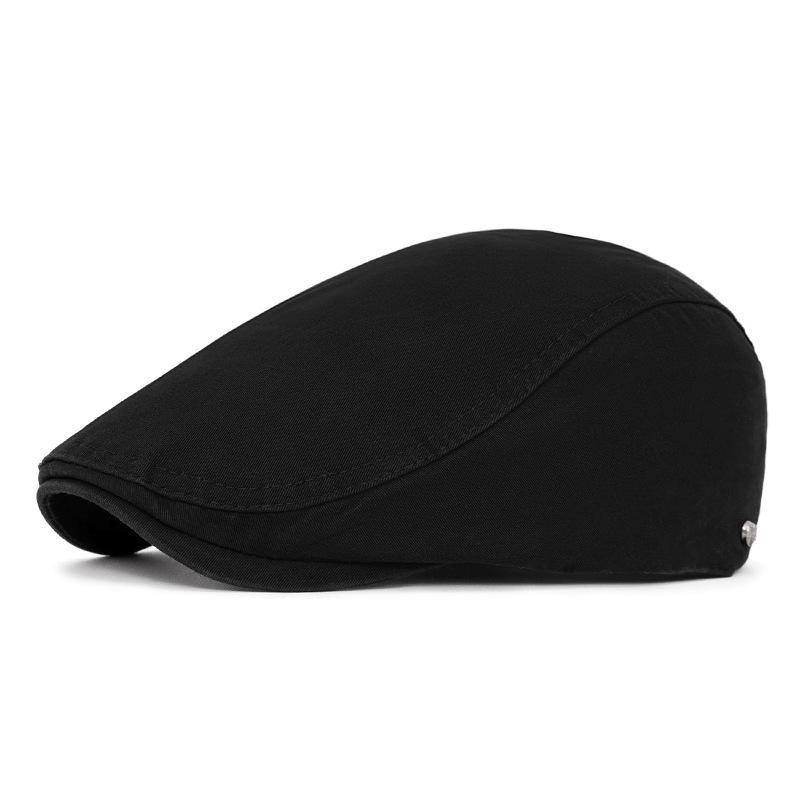 Men's Beret Forward Hat Solid Color Outdoor Visor Hat British Vintage Newsboy Hat Peaked Cap