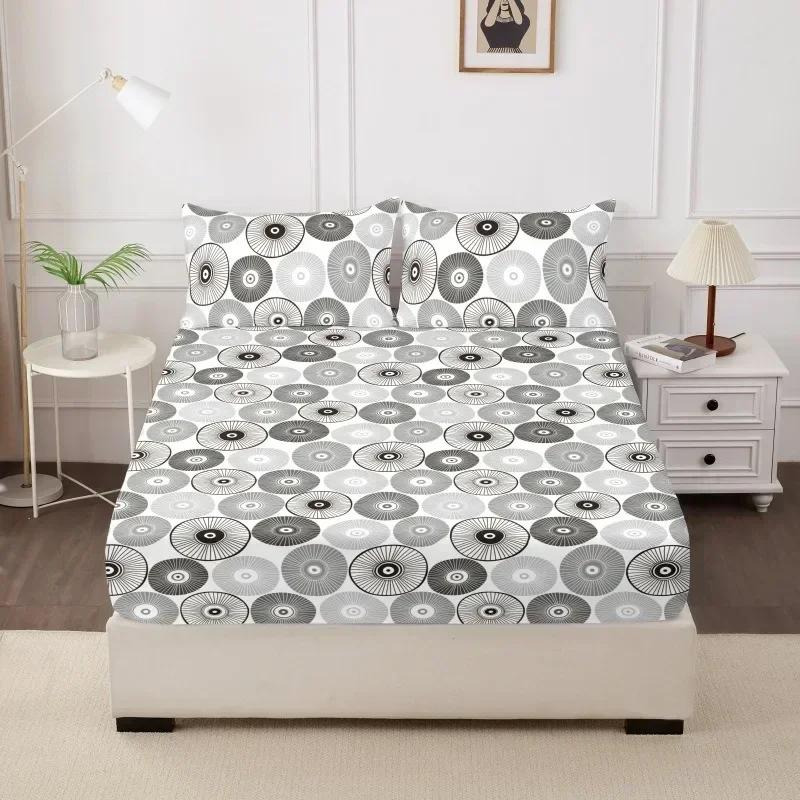 1PC Printed Fitsheet Single Double Twin Queen Size Mattress Cover with Elastic Band Bedsheet Soft Comfortable Fitted Sheet