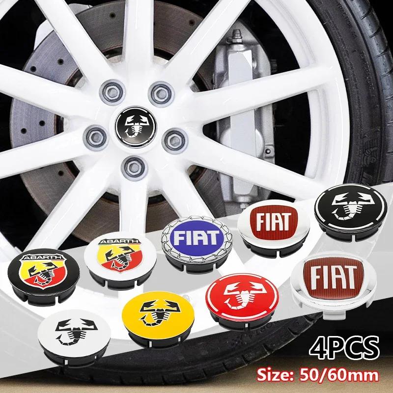 for Fiat 500 500X Marea Multipla Punto CBZR Scorpion Ducato Goods StylingCar 4pcs 50mm 60mm Wheel Center Hub Caps Fiat Emblem Badge