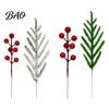 Lifelike Floral Decor for Gift 20Pcs Christmas Norfolk Pine Picks, Flocked Snow Branches with Indoor Decorative Plants Living Room Red Berries,