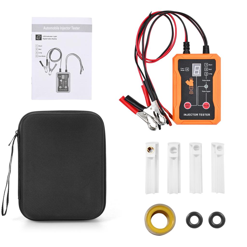 Universal Car Fuel Injector Tester and Cleaner Tool Kit 8 Pulse Modes with 4 Injector Cleaner Adapters Short Circuit Protection