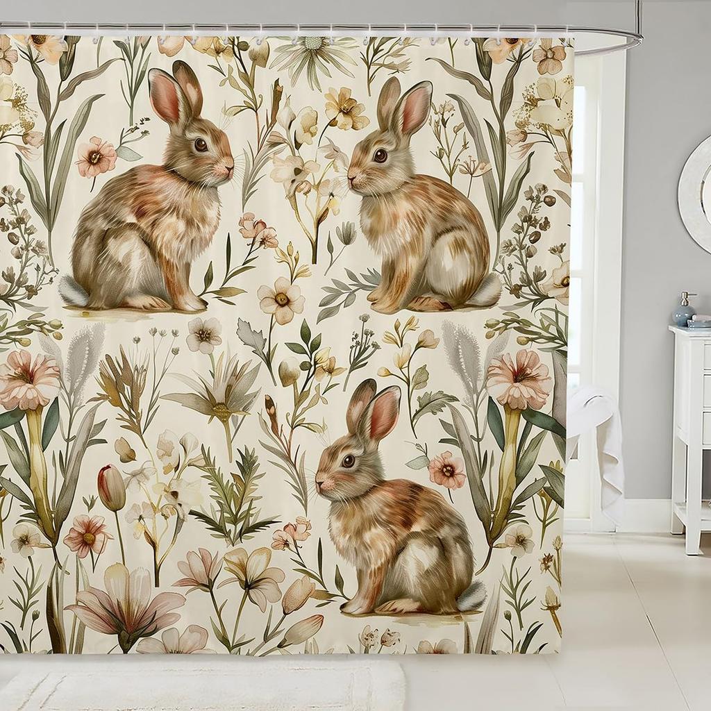 Boys Girls Pig Bath Curtain Cartoon Pigs Shower Curtain Kids Cute Farm Animal Bathroom Shower Curtain Set Butterfly Sunflower