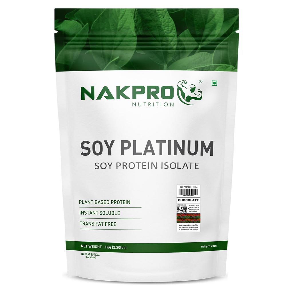 NAKPRO NUTRITION Soy Protein Isolate | 1kg Chocolate | 25.3g Protein | Plant Based Protein Powder | All Essential Amino Acids for Support and Recov