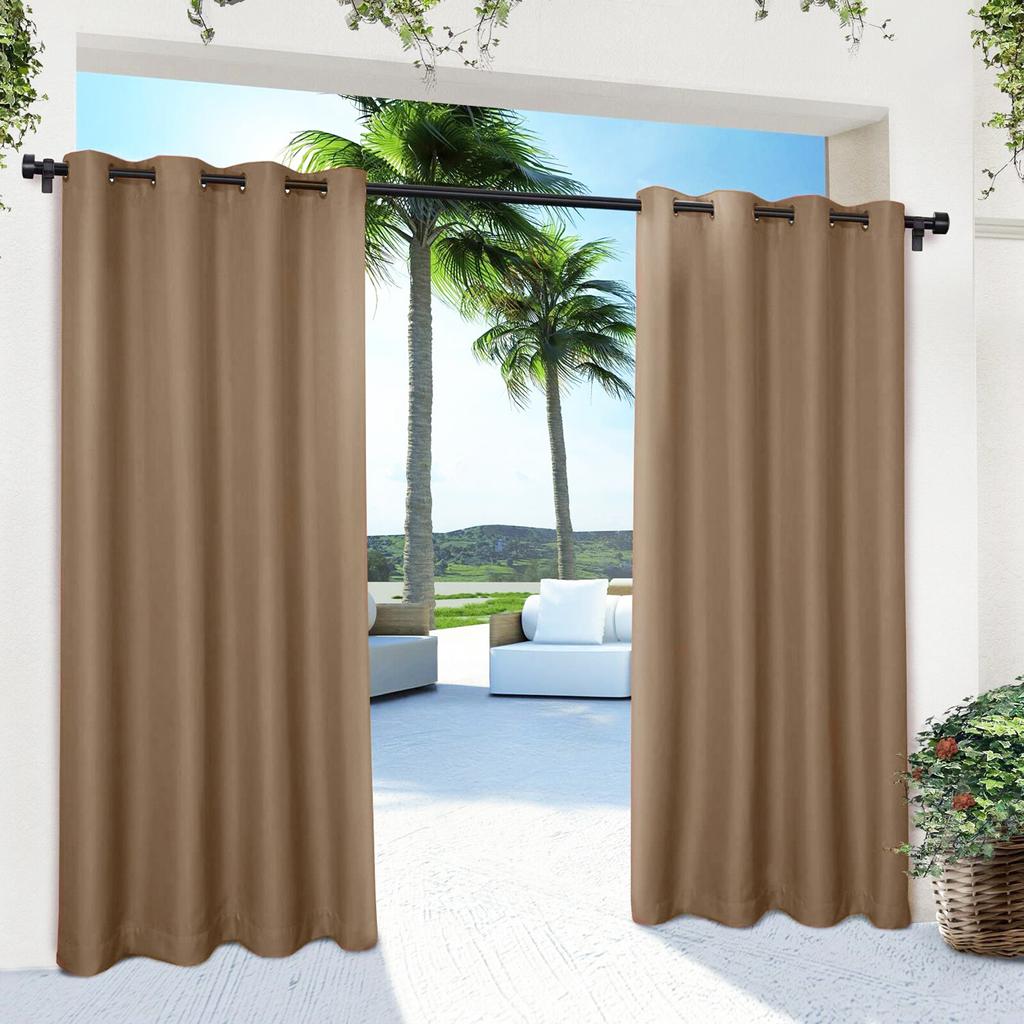 1/2/3/4 Outdoor Curtains for Patio Waterproof, Light Filtering Privacy Outside Curtains for Living Room, Gazebo, Porch, Pool