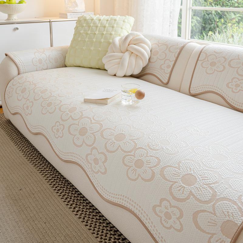 Solid Color Special-shaped Sofa Cushion Summer Coolness 2025 New Straight Row Four-season Universal Non-slip Ice Silk Sofa Seat Cushion