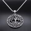 Viking Tree of Life Necklace for Women Men Stainless Steel Silver Color Knot Necklaces Amulet Jewelry collier homme NZZ393S02
