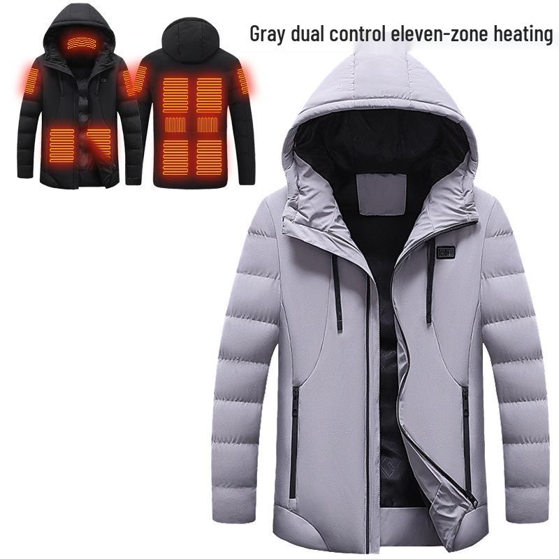 Herrjacka med huva, vinter, elektriskt uppvärmd: Tjock Bomullskappa med Intelligent Konstant Temperaturteknik