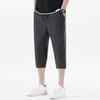 Men Cropped Pants Elastic Waistband Drawstring Quick-Drying Breathable Fit Fabric Loose Design Sports Leisure Pants