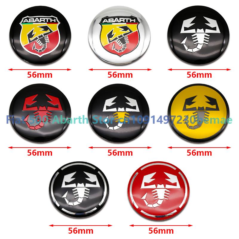 4pcs 56mm Wheel Center Hub Cap Emblem Badge Stickers Car Stying for Abarth 124 500 Grande Punto Spider 500C 595C 695C Evo