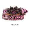 Women's Men's Oversized Belt Leopard Print Rhinestones Embellished Rivets Accent Western Girdle for Hip Hop Event