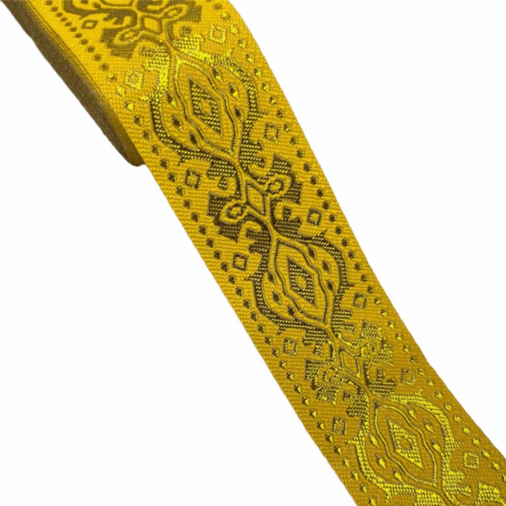 1.3 Inch Wide Jacquard Woven Fabric Ribbon Fringe Trim Flat Gold Gold Glitter Embroidery Ribbon Lace Accessories