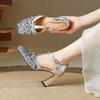 Krazing Pot Paillettenstoff Quadratische Zehenpartie Größe 41 High Heels Bling Glänzend Party Hochzeitsschuhe Herbst Schleife Pumps
