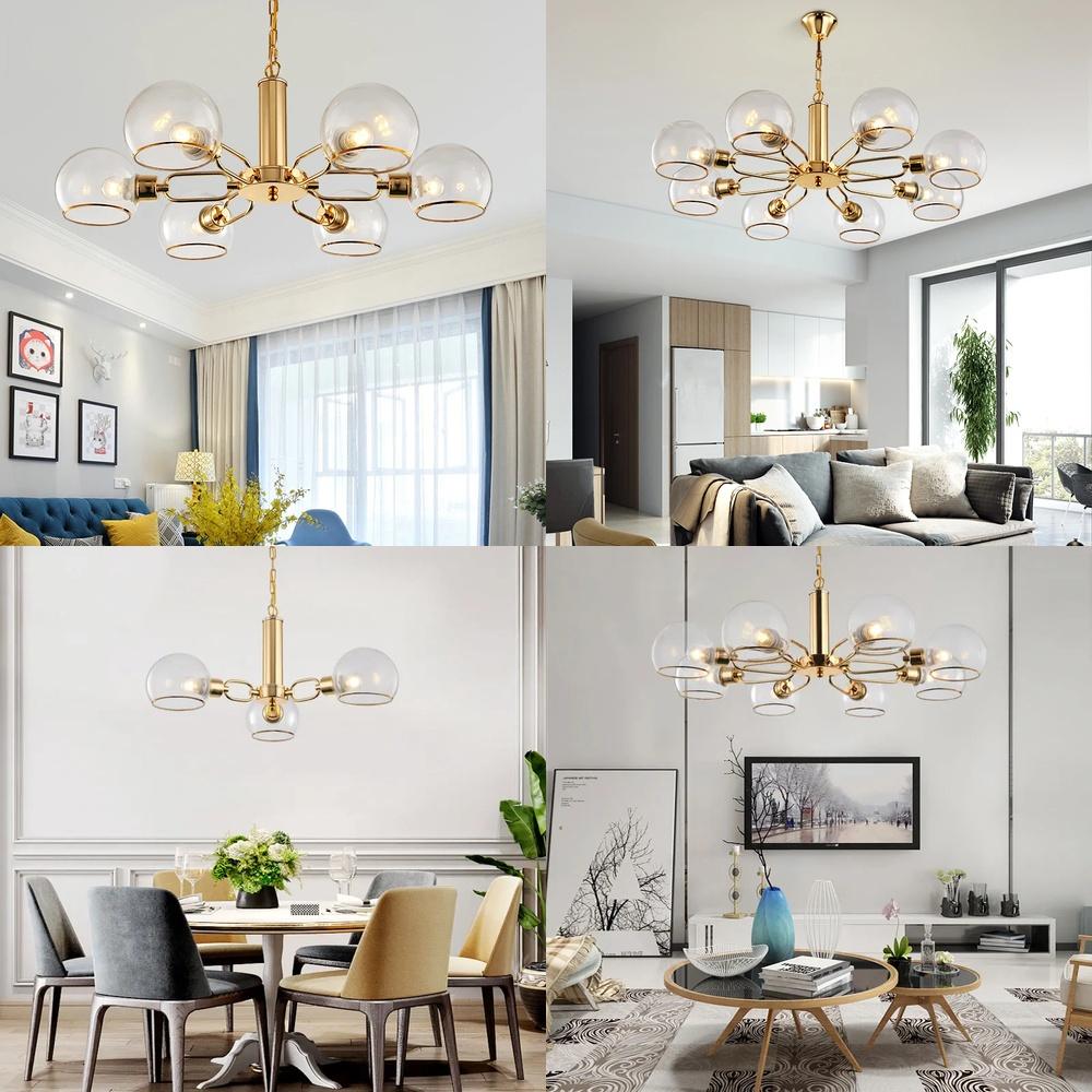 Modern Scandinavian Chandelier for Kitchen Glass Ball Pendant Light Minimalist Creative Gold Ceiling Lamp Dining Chandeliers